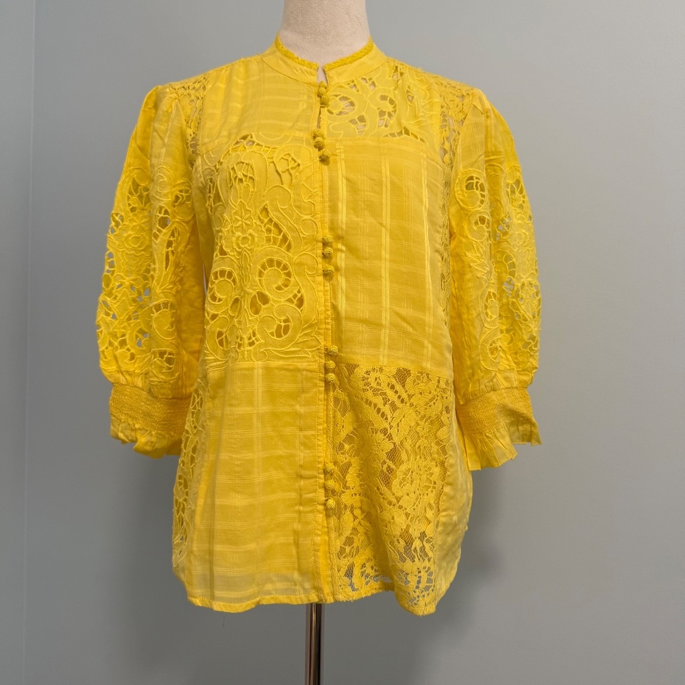 Sundance Garbo Yellow Lace‎ Top Size M
